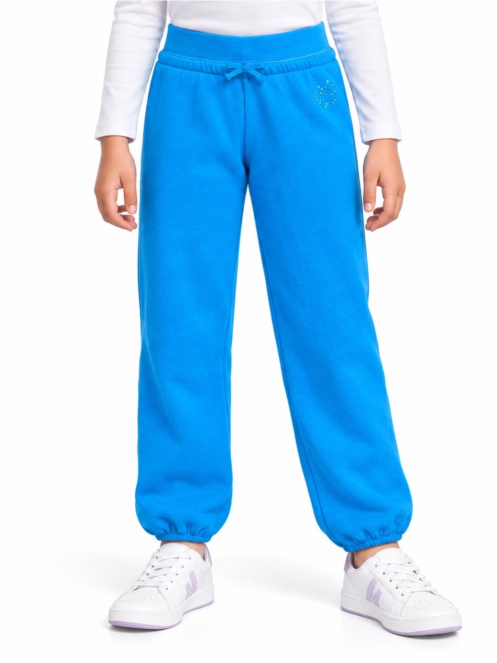 The Children’s Place Girls Bright Blue Rhinestone Joggers Y2K Fleece Size 6X/7